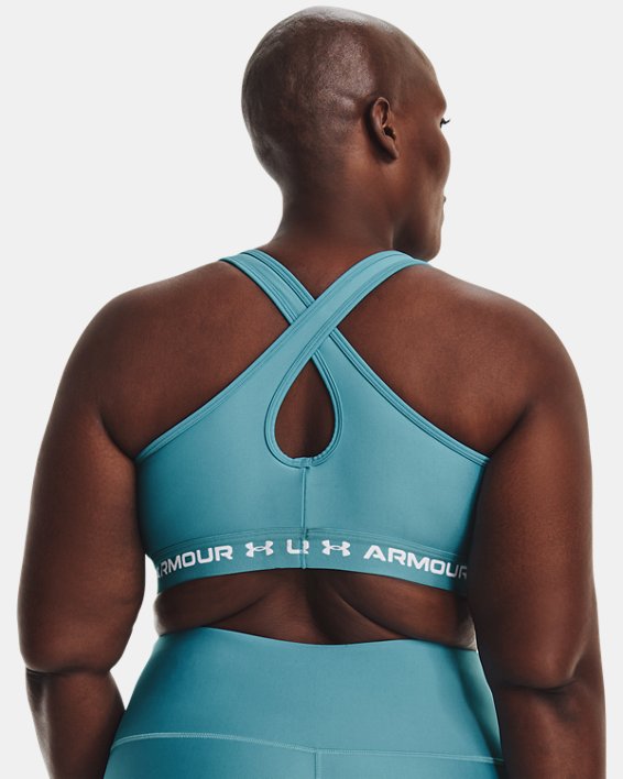 Women's Armour® Mid Crossback Sports Bra, Blue, pdpMainDesktop image number 1